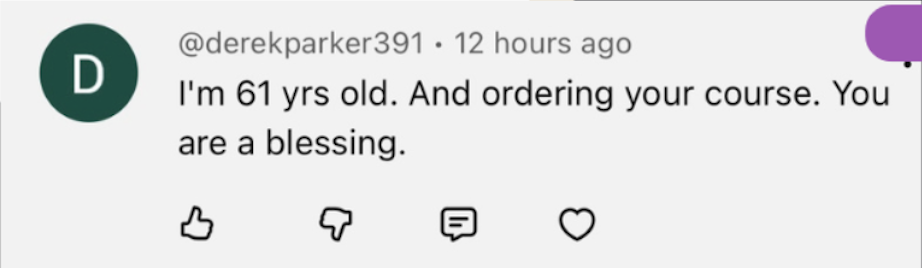 Testimonial from @derekparker391
