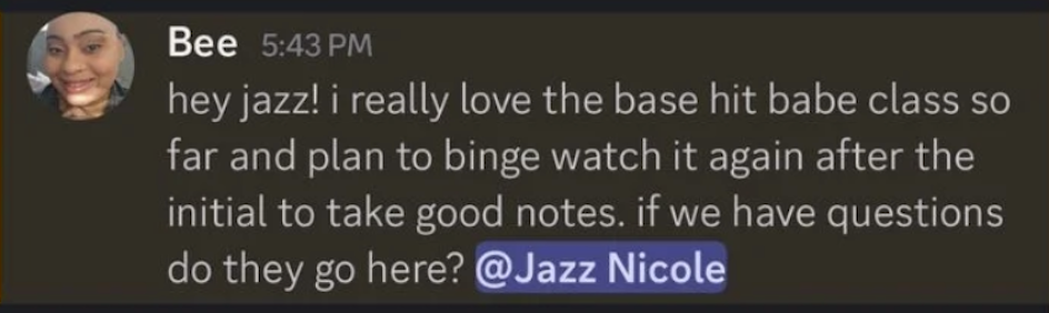 Discord testimonial from Bee